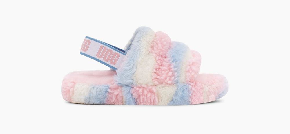 Ugg Slide Big Kids - Ugg Fluff Yeah Cali Collage Stripes - 164EOWJHC